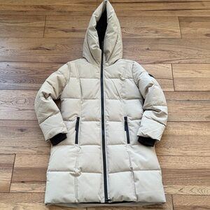 Calvin Klein Beige Hooded Puffer Coat